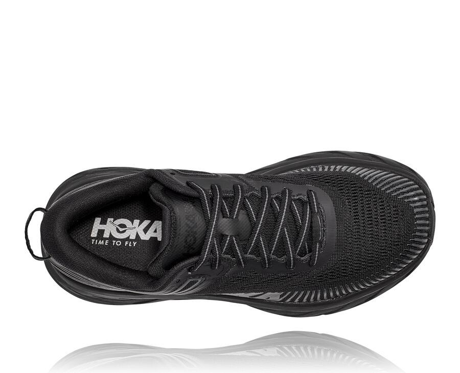 Hoka Australia One One Bondi 7 - Womens Running Shoes Black - PXHEL-7304